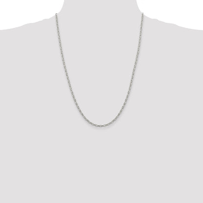 24 Inch Sterling Silver 3mm Fancy Patterned Rolo Chain Necklace