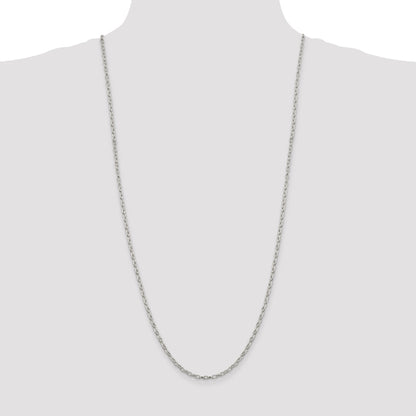 30 Inch Sterling Silver 3mm Fancy Patterned Rolo Chain Necklace