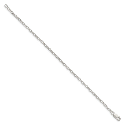7 Inch Sterling Silver 3mm Fancy Patterned Rolo Chain Bracelet