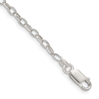 7 Inch Sterling Silver 3mm Fancy Patterned Rolo Chain Bracelet
