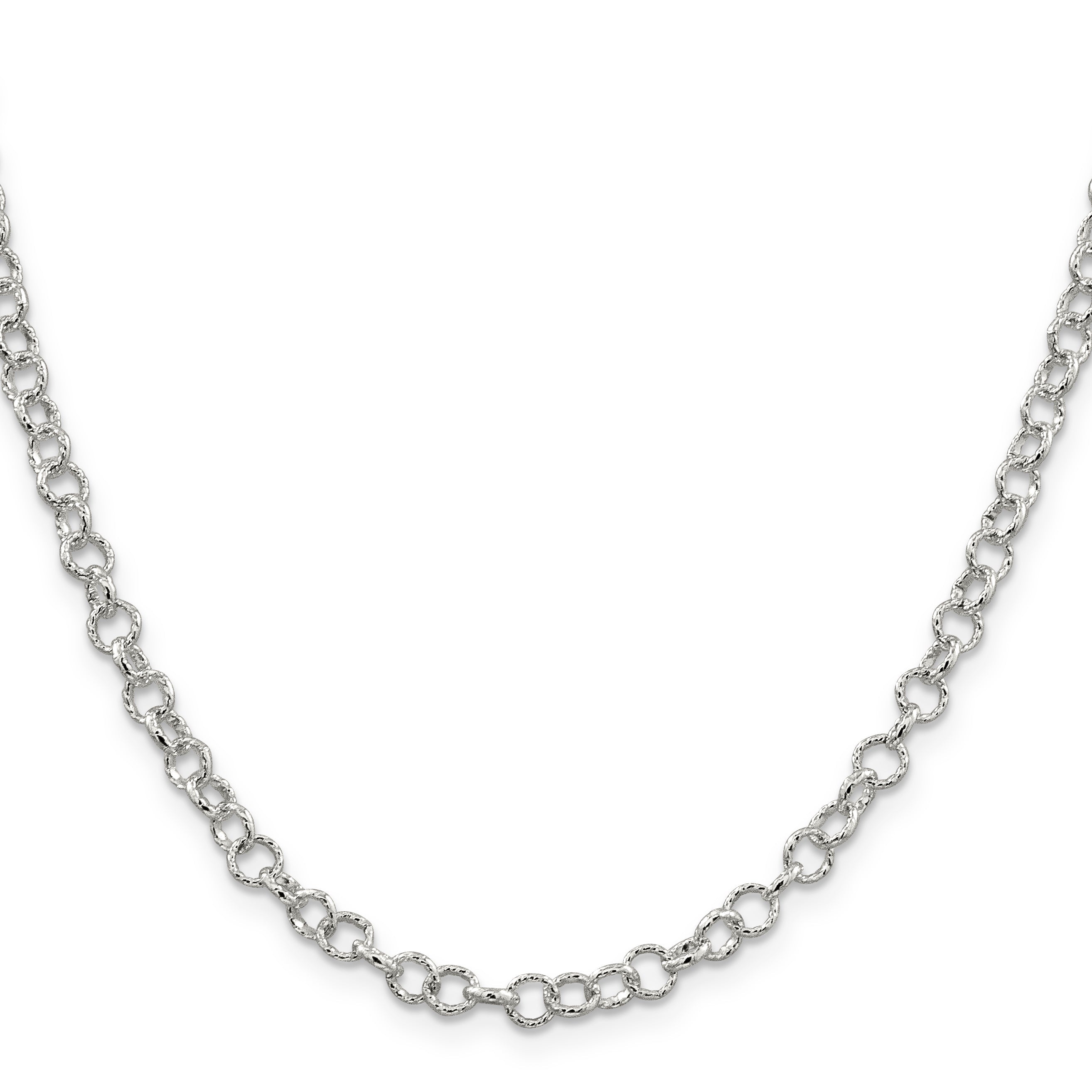 18 Inch Sterling Silver 4.55mm Fancy Patterned Rolo Chain Necklace