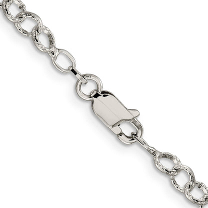 30 Inch Sterling Silver 4.55mm Fancy Patterned Rolo Chain Necklace