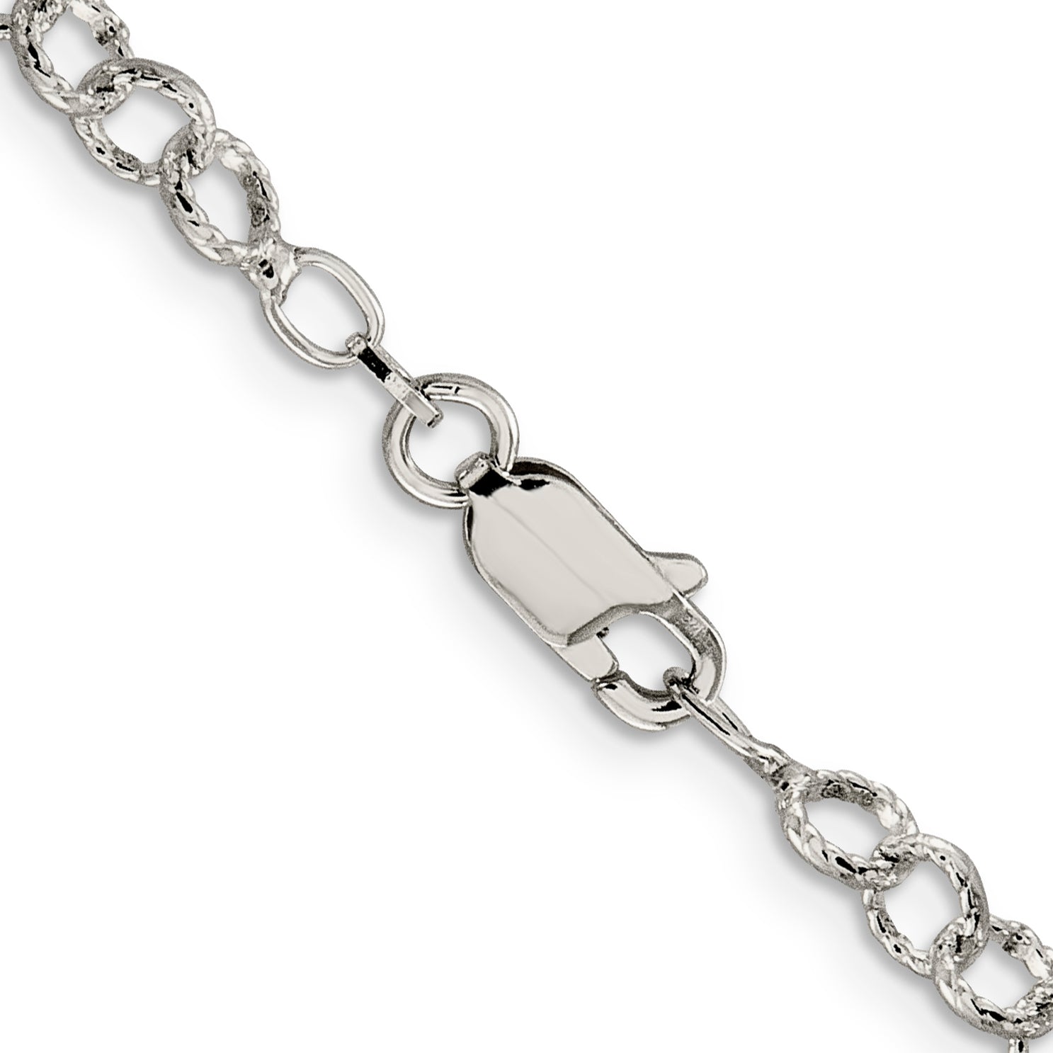 20 Inch Sterling Silver 4.55mm Fancy Patterned Rolo Chain Necklace