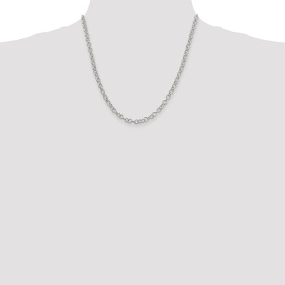 20 Inch Sterling Silver 4.55mm Fancy Patterned Rolo Chain Necklace