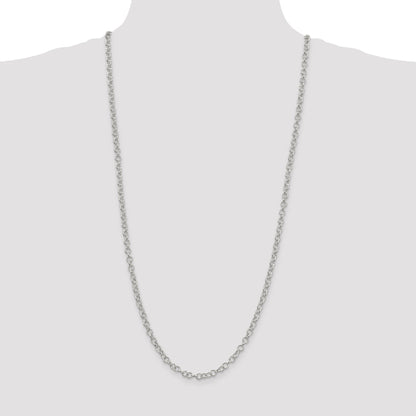 30 Inch Sterling Silver 4.55mm Fancy Patterned Rolo Chain Necklace