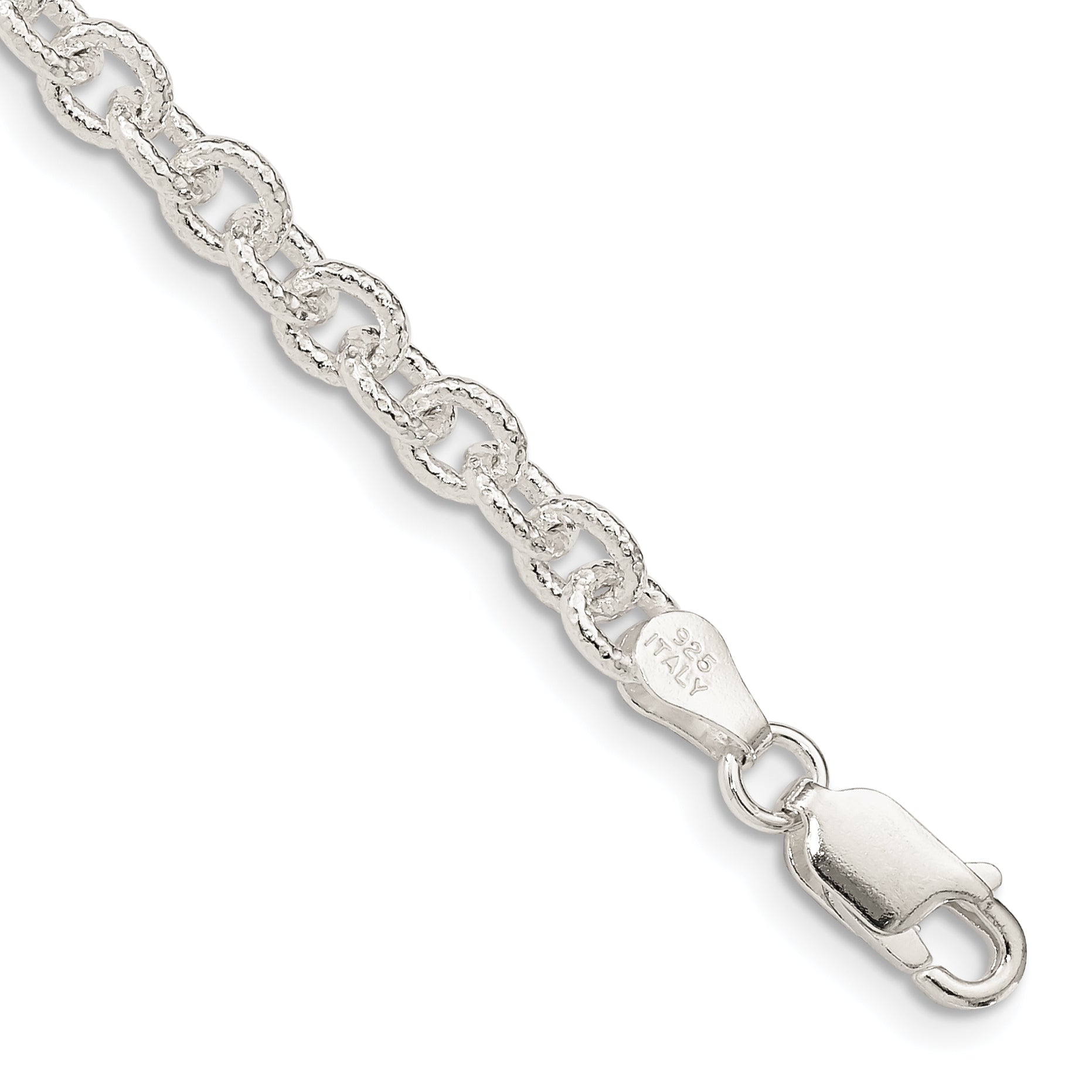 8 Inch Sterling Silver 4.55mm Fancy Patterned Rolo Chain Bracelet