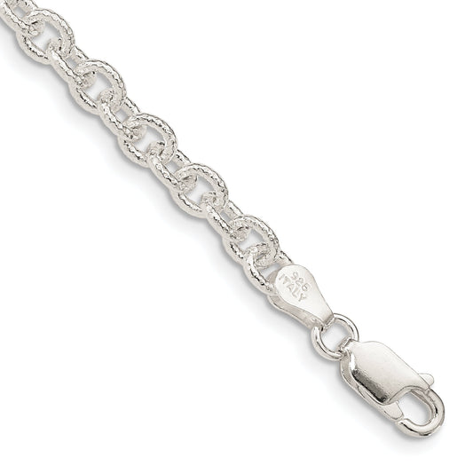 8 Inch Sterling Silver 4.55mm Fancy Patterned Rolo Chain Bracelet