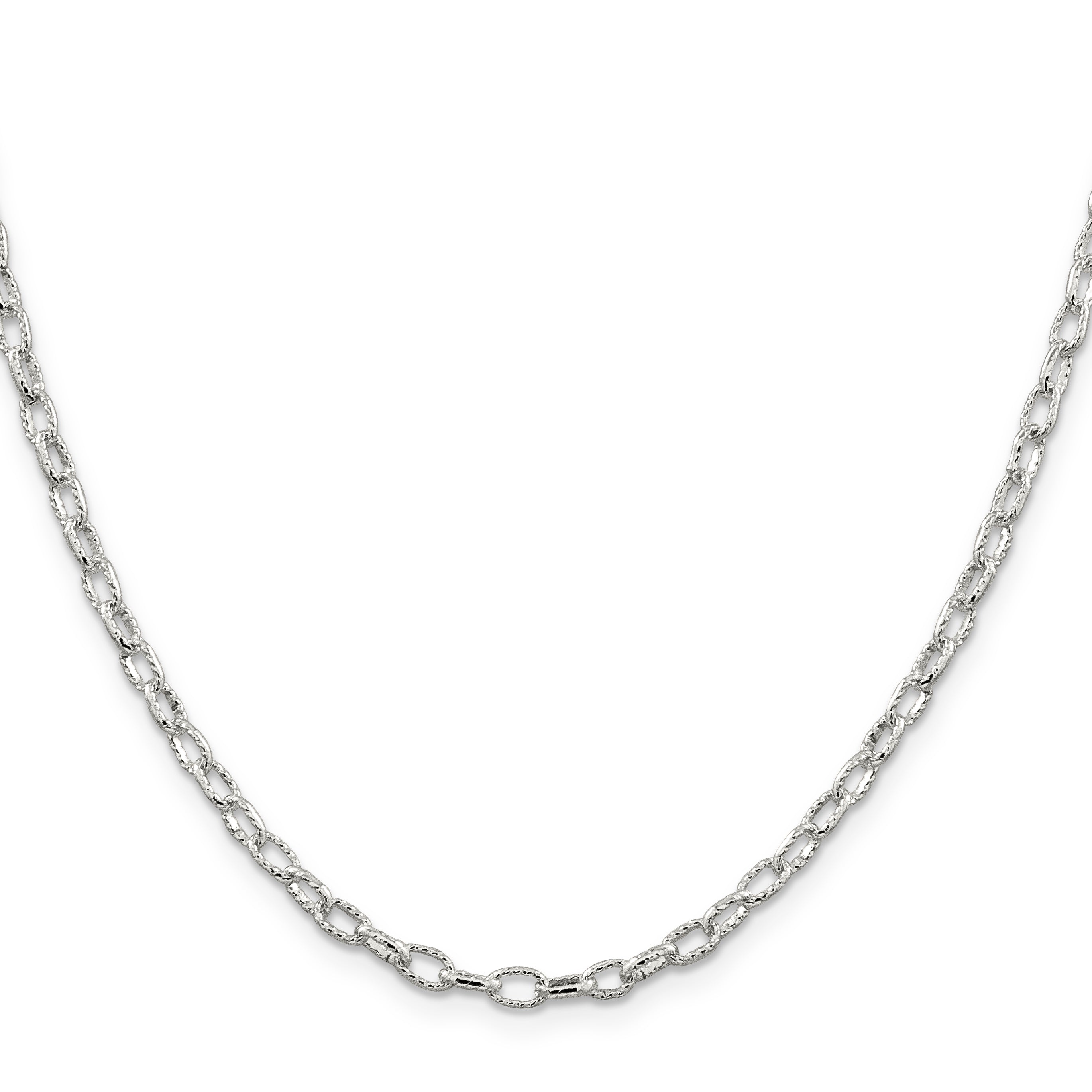 24 Inch Sterling Silver 3.75mm Fancy Patterned Rolo Chain Necklace