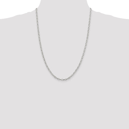 24 Inch Sterling Silver 3.75mm Fancy Patterned Rolo Chain Necklace
