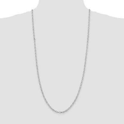 30 Inch Sterling Silver 3.75mm Fancy Patterned Rolo Chain Necklace