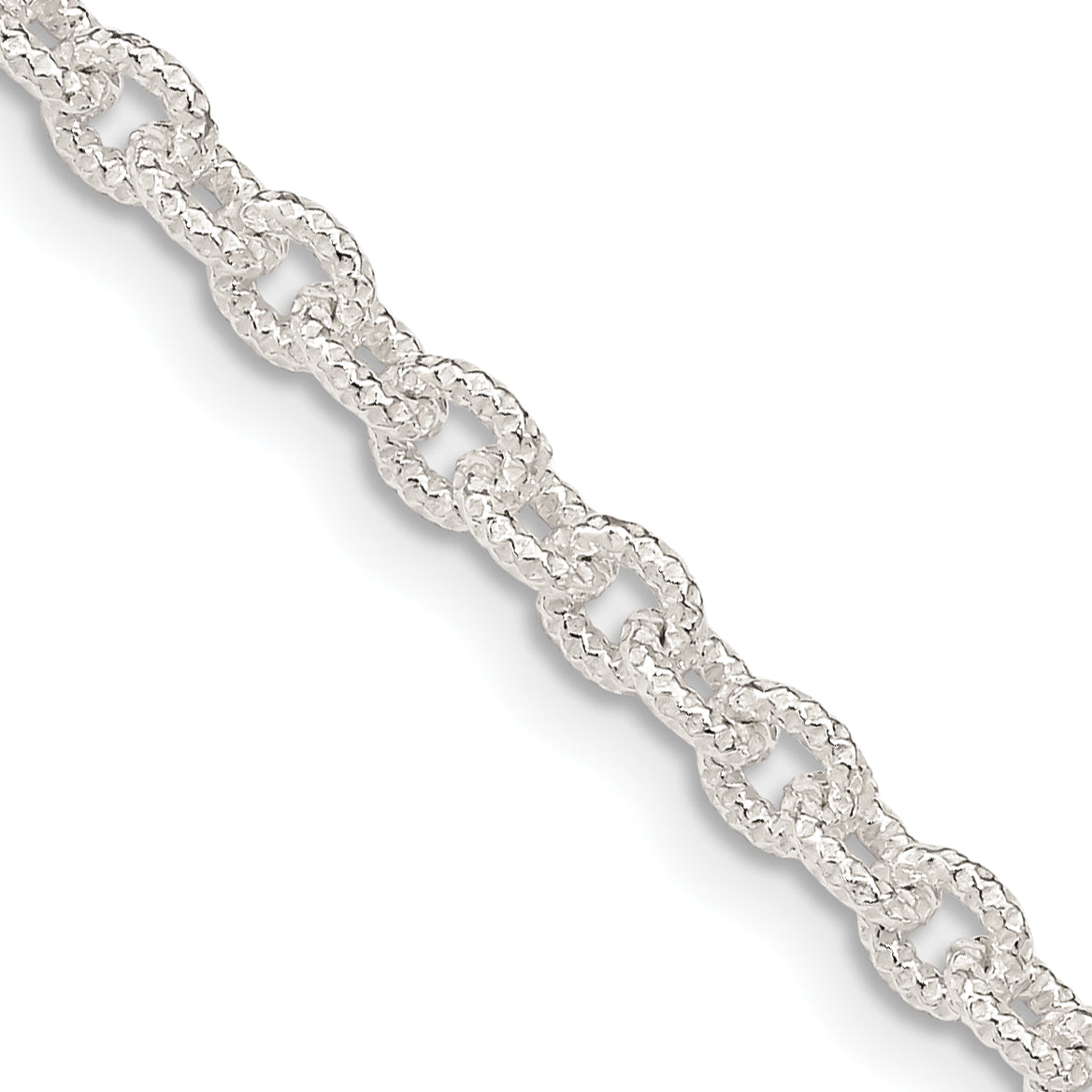 26 Inch Sterling Silver 3.75mm Fancy Patterned Rolo Chain Necklace