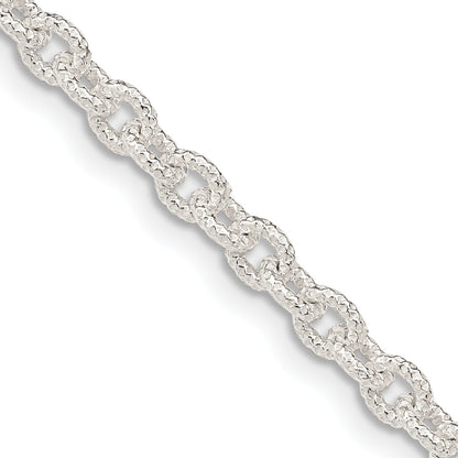 24 Inch Sterling Silver 3.75mm Fancy Patterned Rolo Chain Necklace