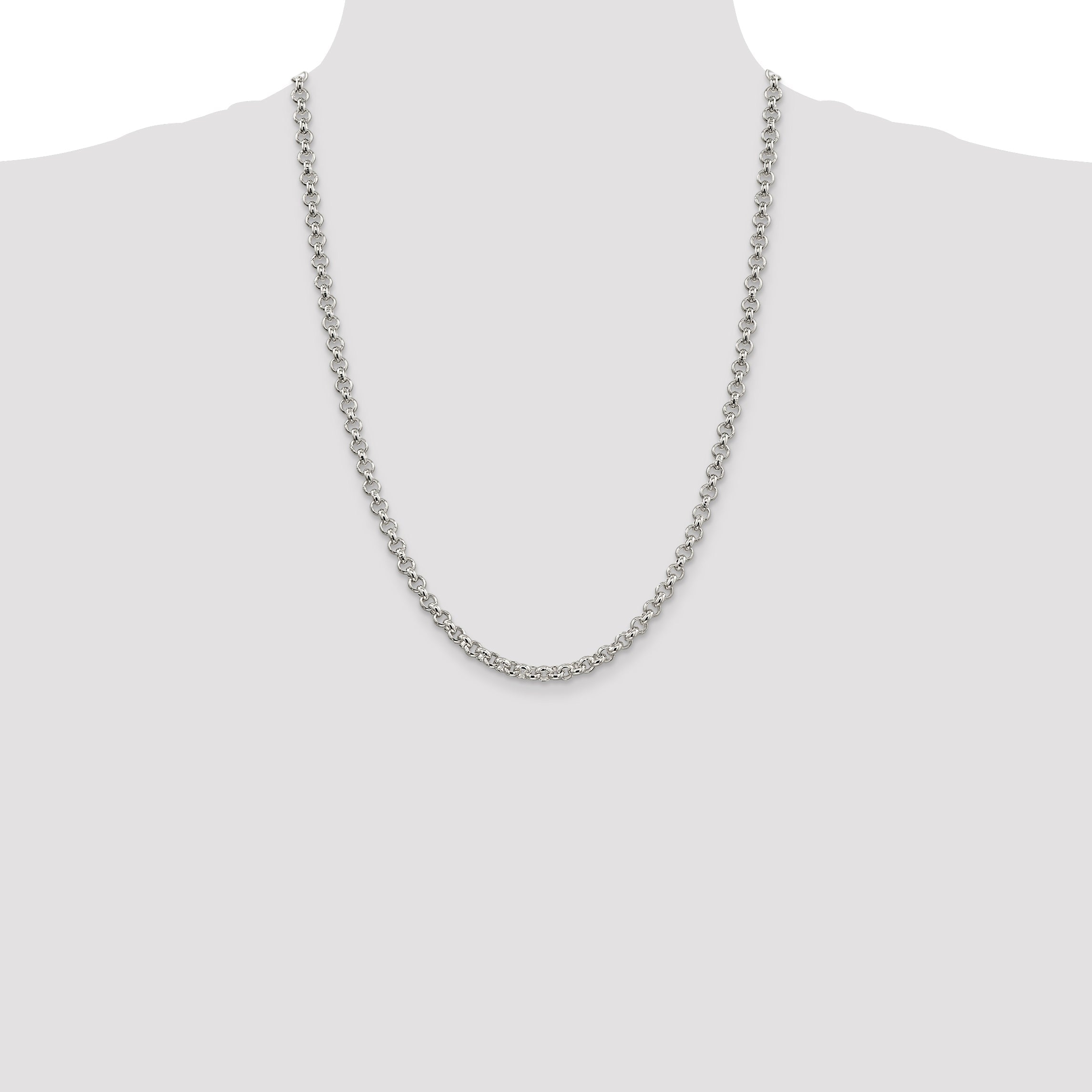 24 Inch Sterling Silver 5mm Rolo Chain Necklace