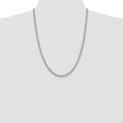 24 Inch Sterling Silver 5mm Rolo Chain Necklace