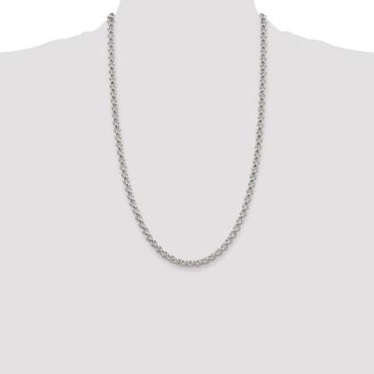 26 Inch Sterling Silver 5mm Rolo Chain Necklace