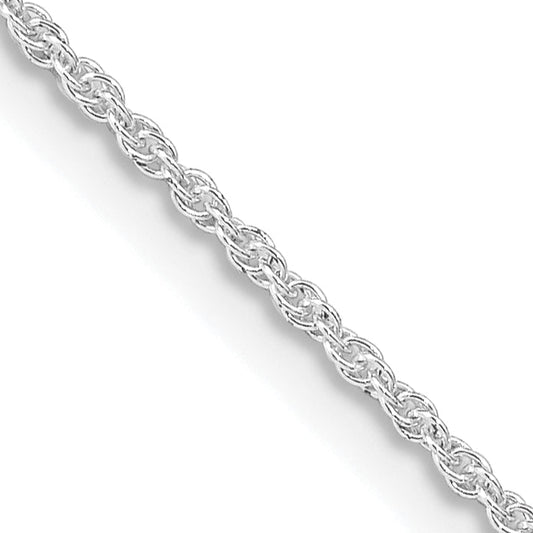 18 Inch Sterling Silver Rhodium-Plated 1.3mm Loose Rope Chain With A 2 Extention