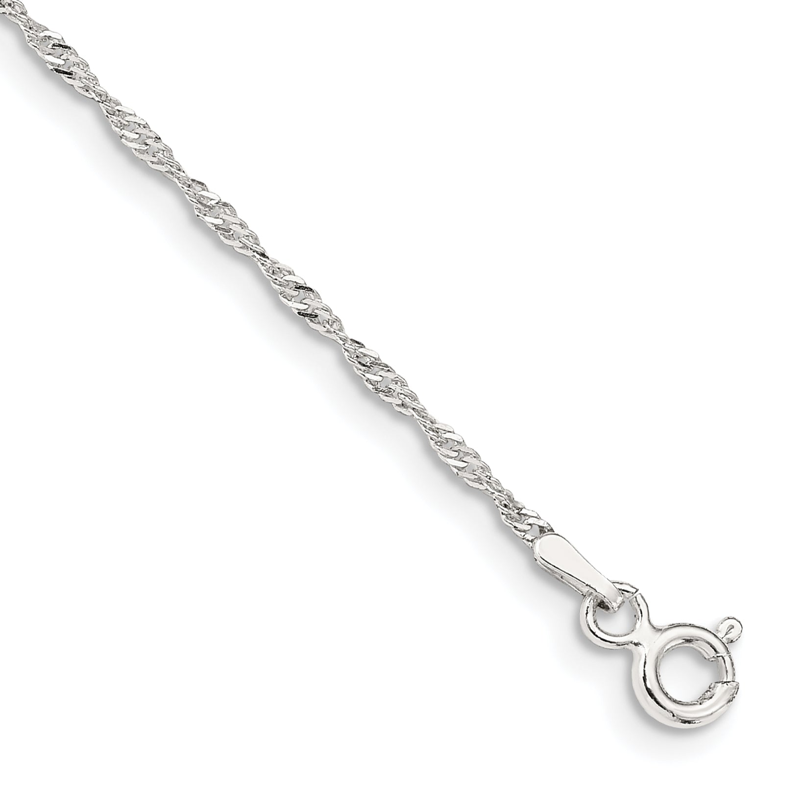 9 Inch Sterling Silver 1.4mm Singapore Chain Anklet