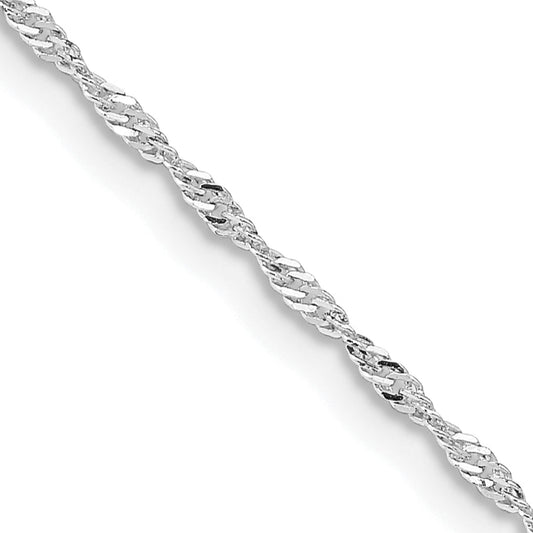 24 Inch Sterling Silver Rhodium-Plated 1.4mm Singapore Chain Necklace