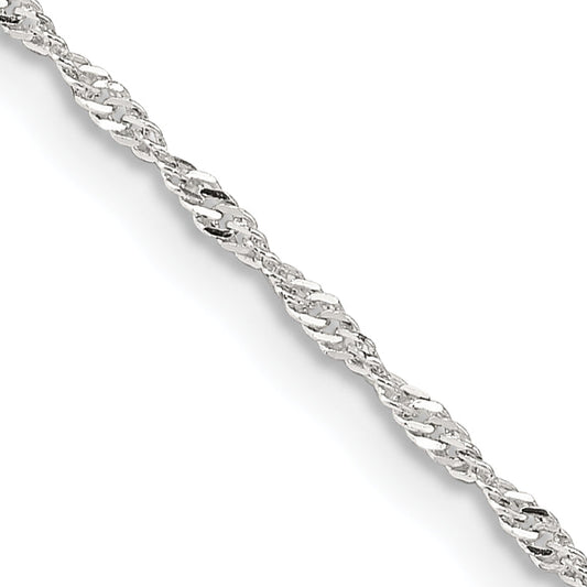 18 Inch Sterling Silver 1.4mm Singapore Chain W/2In Ext.