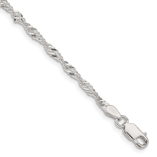 8 Inch Sterling Silver 2.25mm Singapore Chain Bracelet
