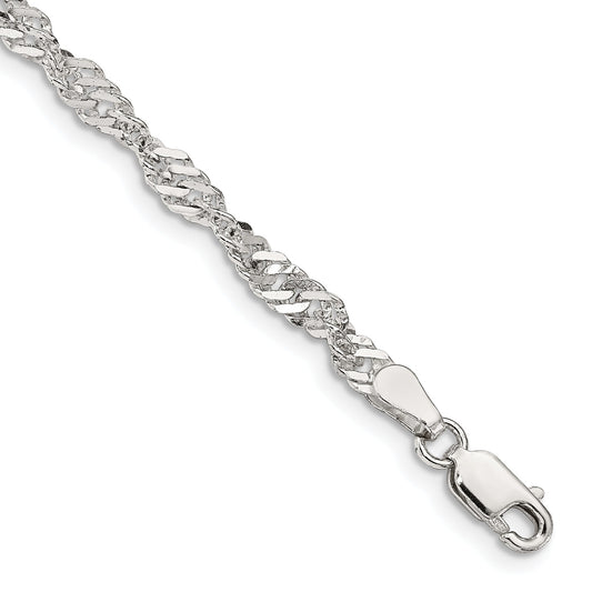 7 Inch Sterling Silver 3.5mm Singapore Chain Bracelet