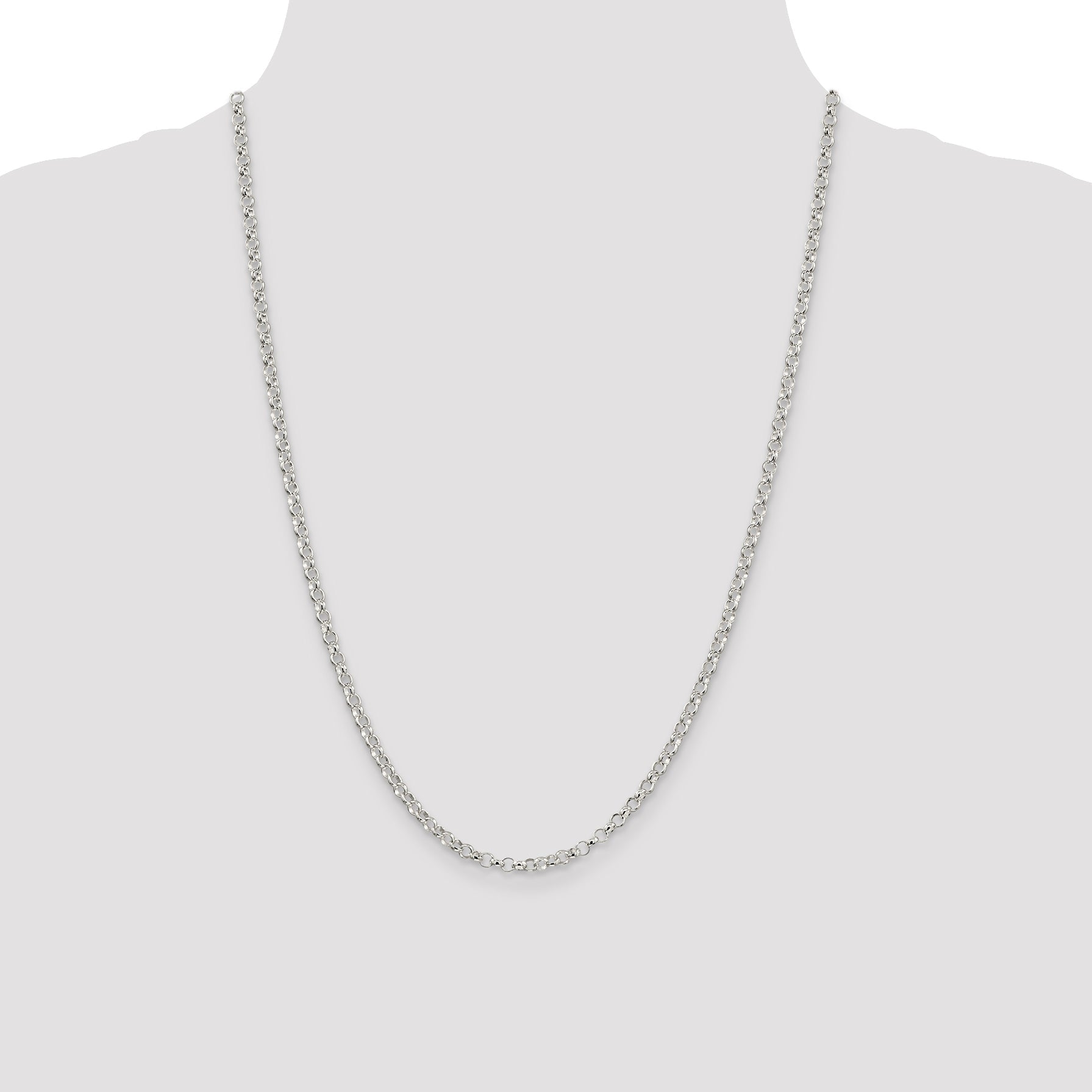24 Inch Sterling Silver 3.5mm Rolo Chain Necklace