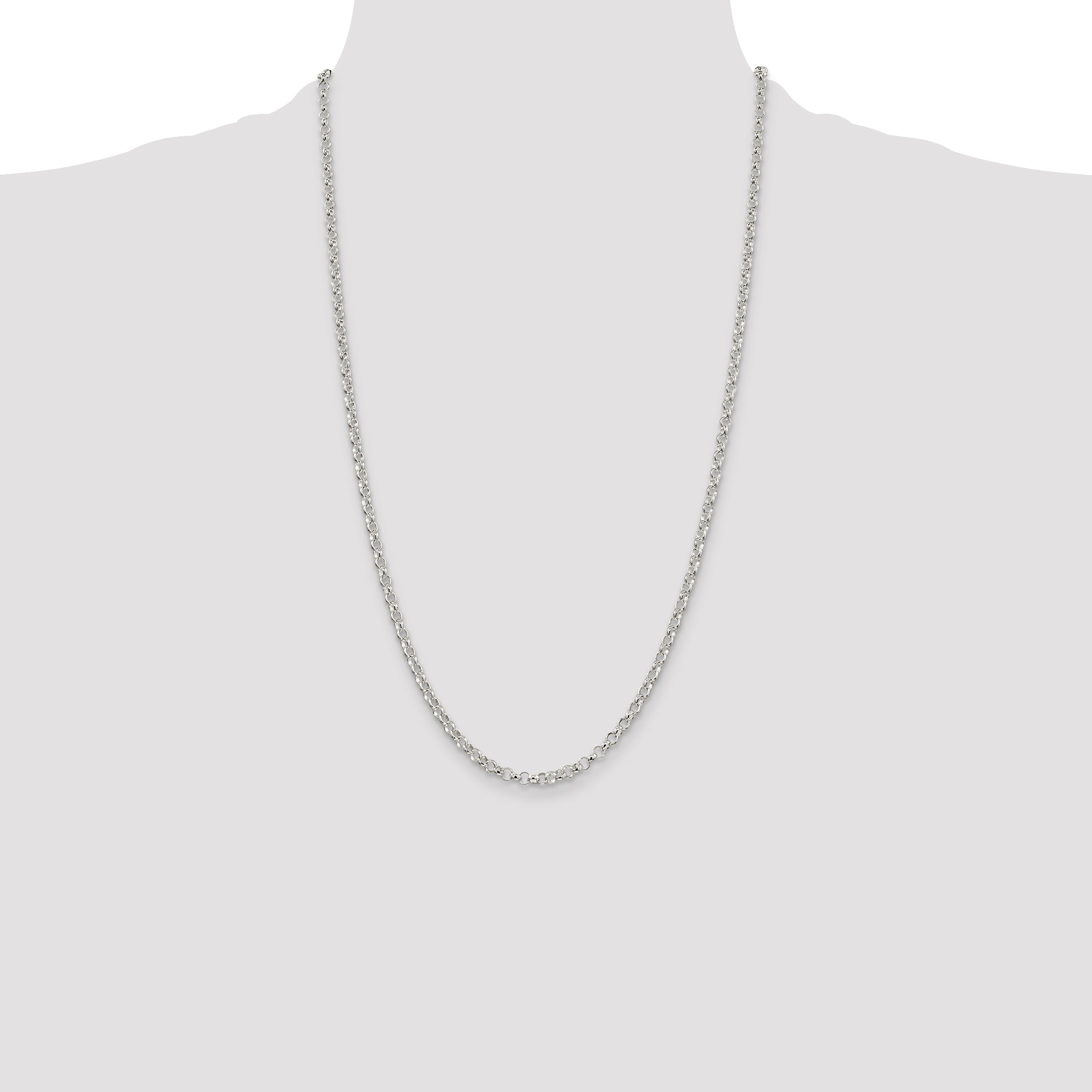 26 Inch Sterling Silver 3.5mm Rolo Chain Necklace