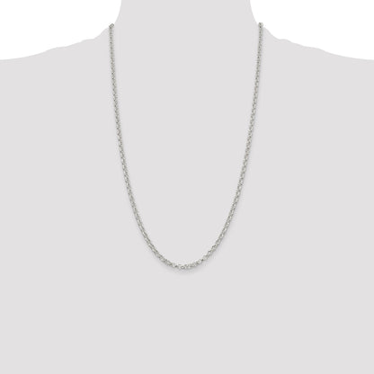 26 Inch Sterling Silver 3.5mm Rolo Chain Necklace