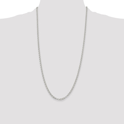 28 Inch Sterling Silver 3.5mm Rolo Chain Necklace