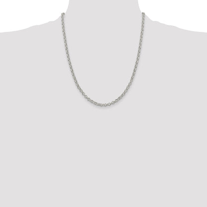 22 Inch Sterling Silver 4mm Rolo Chain Necklace