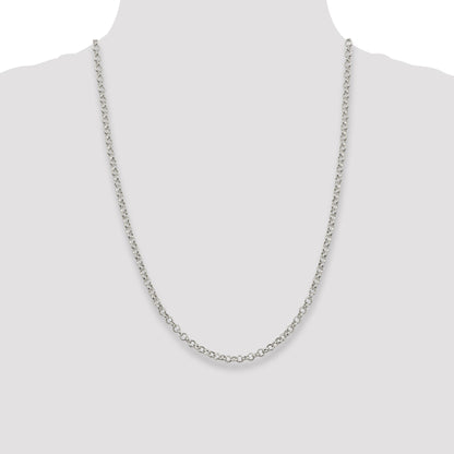 24 Inch Sterling Silver 4mm Rolo Chain Necklace