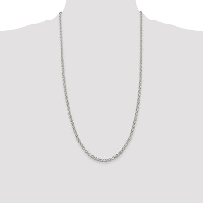 28 Inch Sterling Silver 4mm Rolo Chain Necklace
