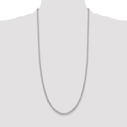 30 Inch Sterling Silver 4mm Rolo Chain Necklace