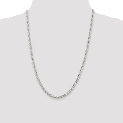 24 Inch Sterling Silver 4.6mm Rolo Chain Necklace