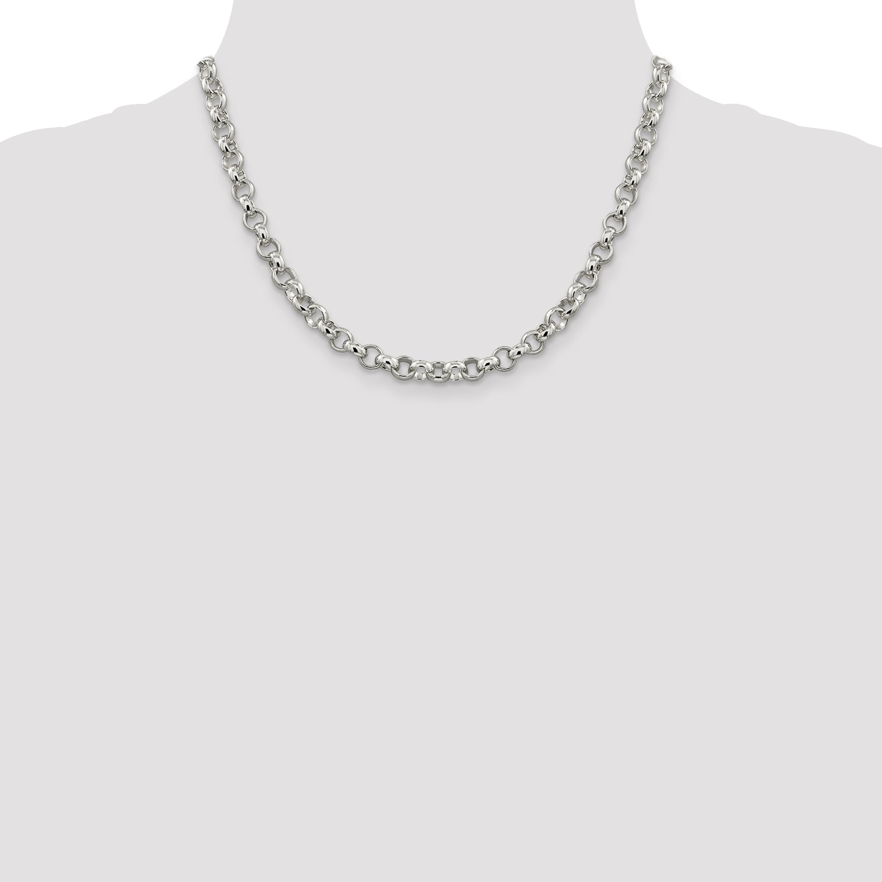 18 Inch Sterling Silver 6.75mm Rolo Chain Necklace