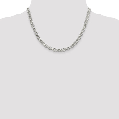 18 Inch Sterling Silver 6.75mm Rolo Chain Necklace