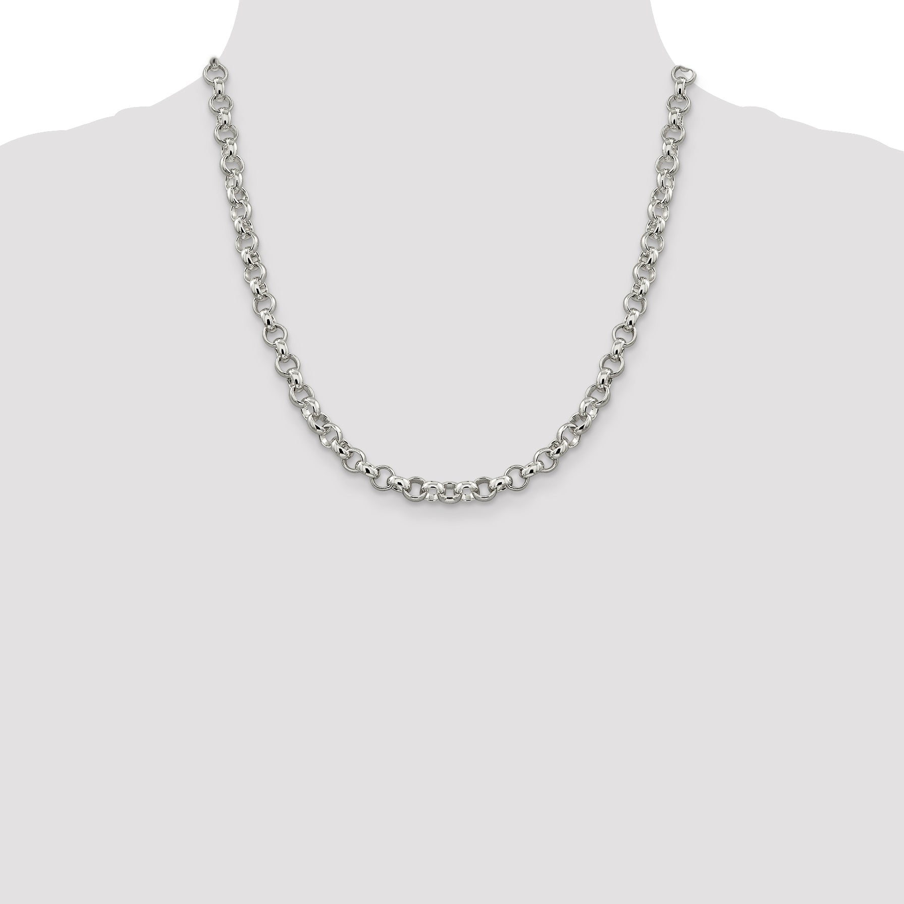 20 Inch Sterling Silver 6.75mm Rolo Chain Necklace