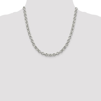 20 Inch Sterling Silver 6.75mm Rolo Chain Necklace