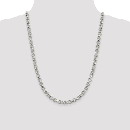 24 Inch Sterling Silver 6.75mm Rolo Chain Necklace