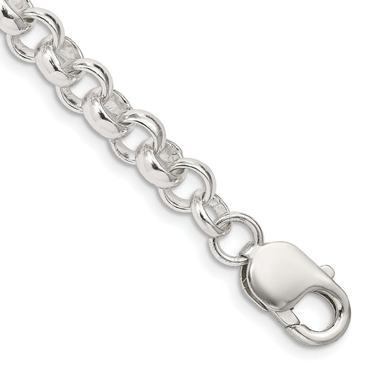 8 Inch Sterling Silver 6.75mm Rolo Chain Bracelet