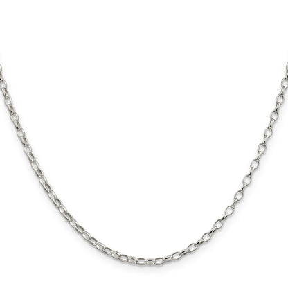 18 Inch Sterling Silver 2.5mm Oval Fancy Rolo Chain Necklace