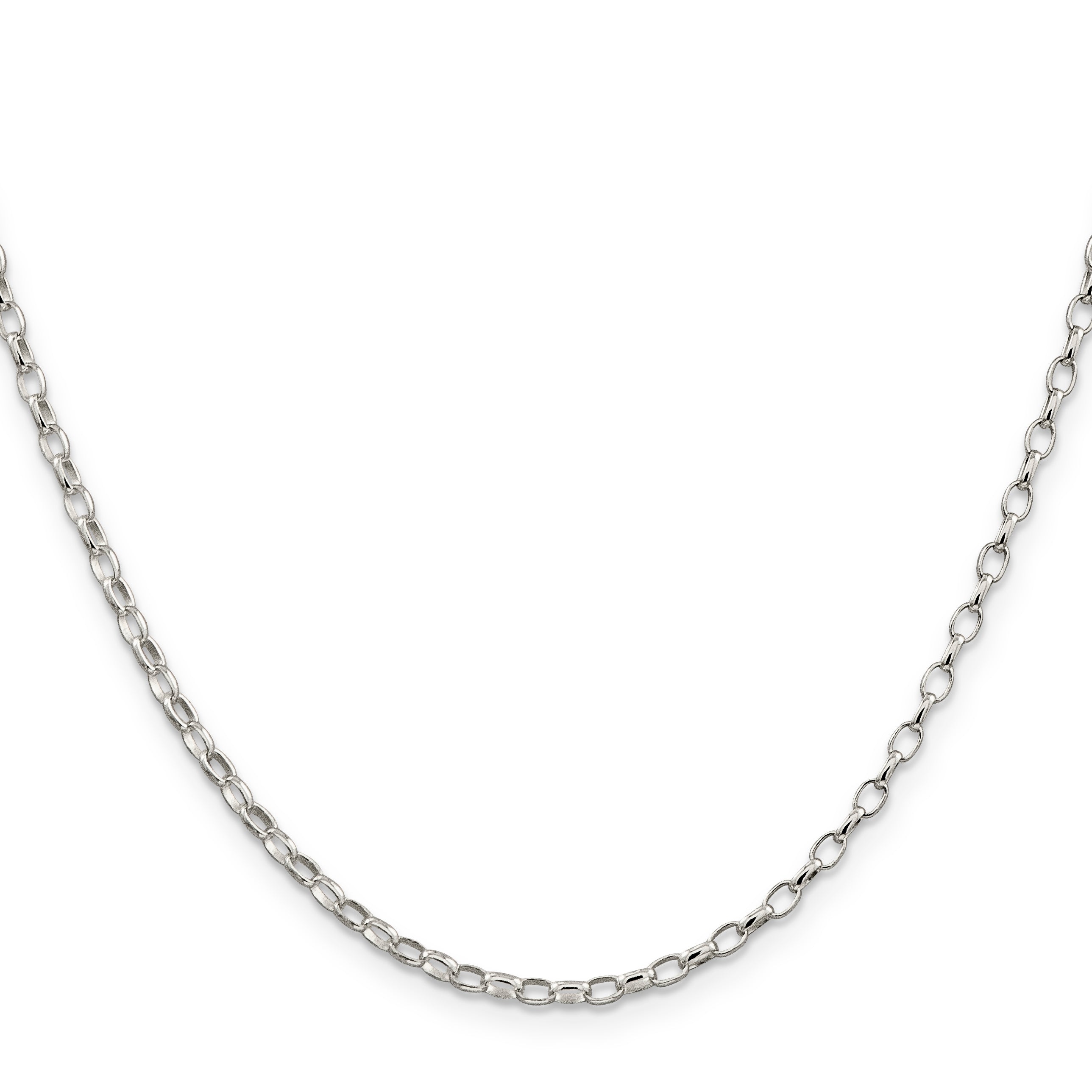 16 Inch Sterling Silver 2.5mm Oval Fancy Rolo Chain Necklace