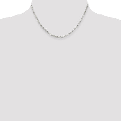 16 Inch Sterling Silver 2.5mm Oval Fancy Rolo Chain Necklace