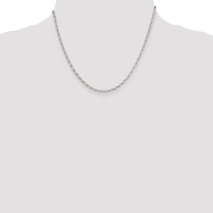 18 Inch Sterling Silver 2.5mm Oval Fancy Rolo Chain Necklace