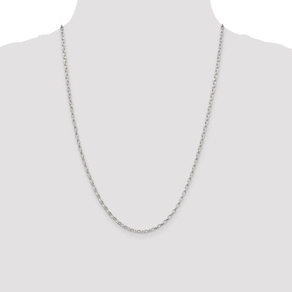 24 Inch Sterling Silver 2.5mm Oval Fancy Rolo Chain Necklace