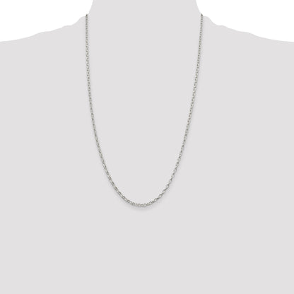 26 Inch Sterling Silver 2.5mm Oval Fancy Rolo Chain Necklace