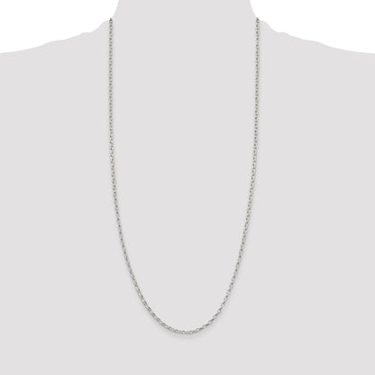 30 Inch Sterling Silver 2.5mm Oval Fancy Rolo Chain Necklace