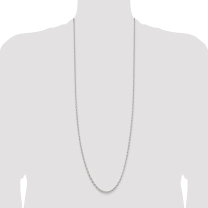 36 Inch Sterling Silver 2.5mm Oval Fancy Rolo Chain Necklace