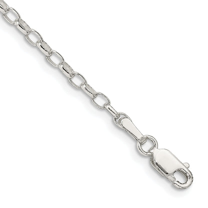7 Inch Sterling Silver 2.5mm Oval Fancy Rolo Chain Bracelet