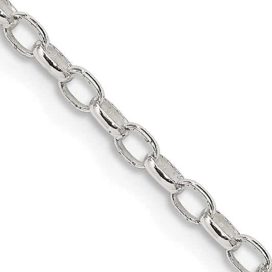14 Inch Sterling Silver 2.5mm Oval Fancy Rolo Chain Necklace